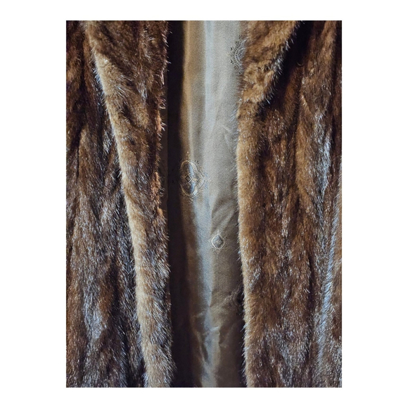 Women's Famous Barr Brown Authentic Mink Fur Coat Size L - Picture 9 of 12